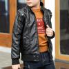 Ikevan Kids Leather Jackets Fashion Collar Motorcycle Jacket Faux Leather Zipper Coats Baby Boys Winter Coat 3-17Y (Black, 3-4 years) view 3