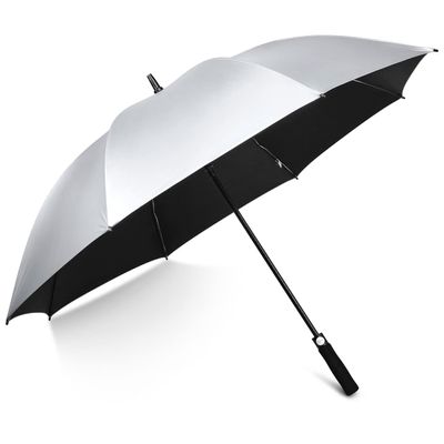 G4Free 62 Inch UV Protection Golf Umbrella UPF 50+ Large Sun Blocking Auto Open Windproof Rain Umbrellas (Silver/Black)