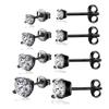 925 Sterling Silver Stud earrings Set Black Gold Plated Hypoallergenic Stud Earrings Cubic Zirconia Stud Earrings for Women (4 pairs 3/4/5/6mm) view 1