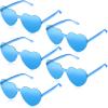 Maxdot 5 Pcs Halloween Heart Shaped Sunglasses Rimless Heart Glasses Women for Cosplay Party(Blue) view 1