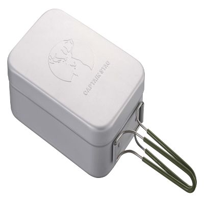 Captain Stag UH-4115 Mess Tin Aluminum Square Cooker, Large Size, 2 Cups, Scale Included, All-Anodized Finish