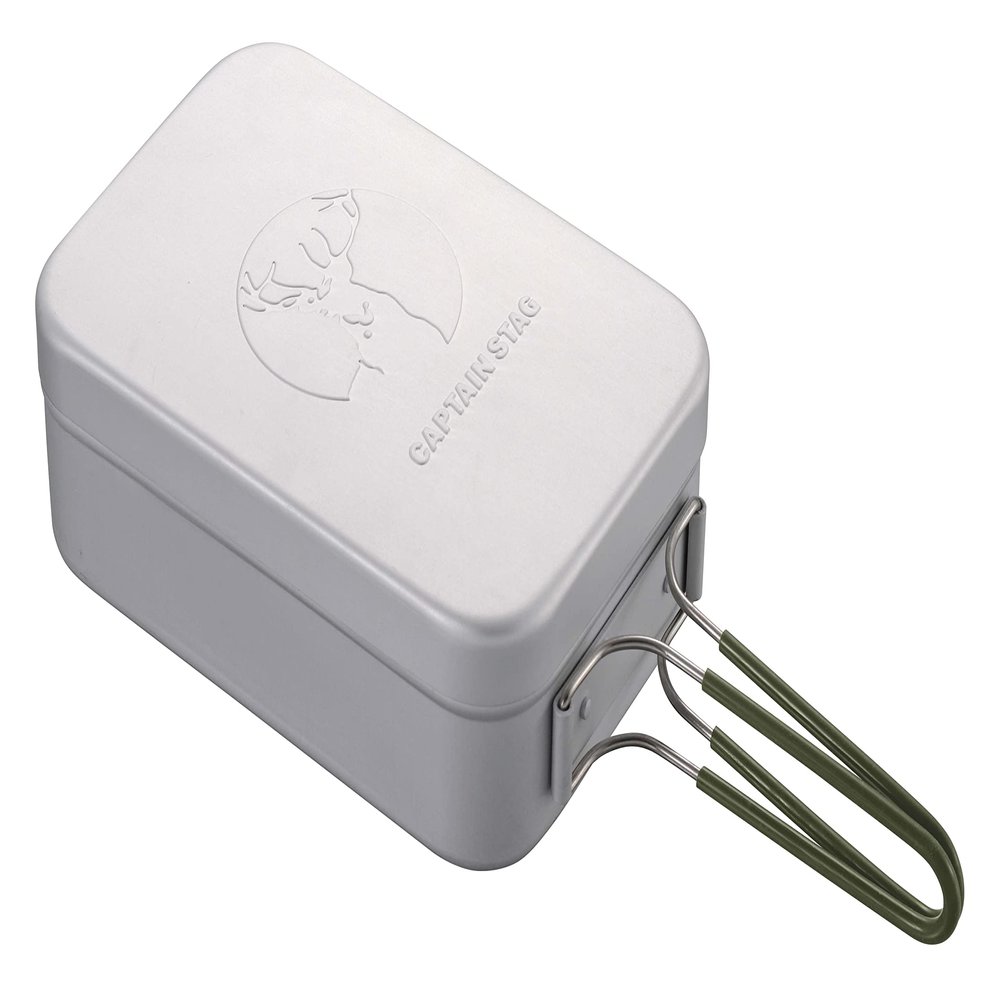 Captain Stag UH-4115 Mess Tin Aluminum Square Cooker, Large Size, 2 Cups, Scale Included, All-Anodized Finish
