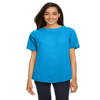 Ladies Boat-Neck Blouse-Ocean Blue-XS