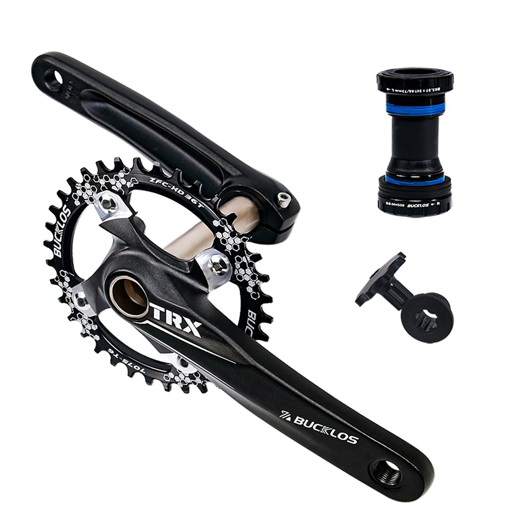BUCKLOS IXF 104 BCD 30T-38T 170MM Mountain Bike Crankset, Hollow Integrated MTB Crank Set, Aluminum Alloy Crankset Round Oval Narrow Wide Chainring with Bottom Bracket Bolts Fit Shimano/FSA Gaint.