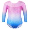BAOHULU Gymnastics Leotard for Girls Shiny Practice Dancewear B272_PinkBlue_12A