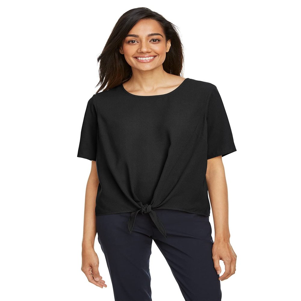 Ladies Tie-Front Blouse-Black-S