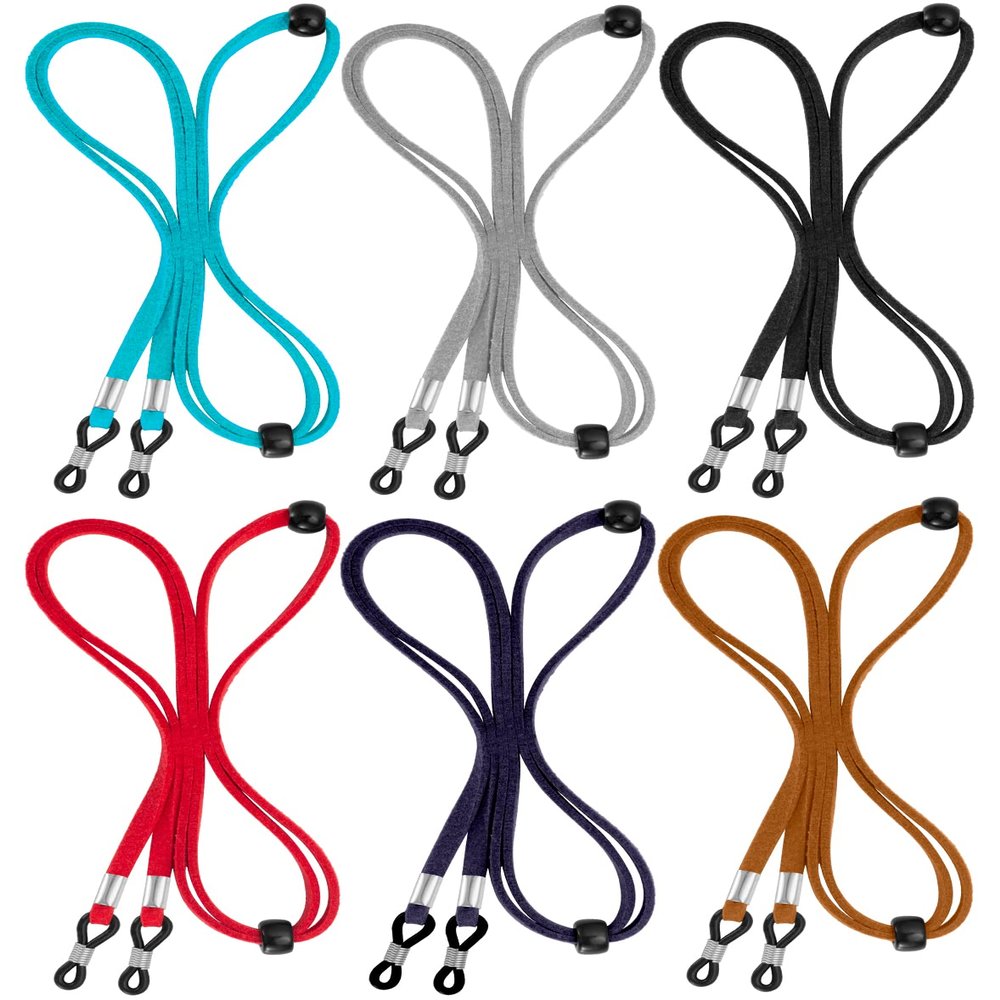 BILIONE Adjustable Eyeglass Holder Straps, 6 Pcs Premium Leather Glasses Lanyards for Women, Men and Kids, Universal Sport Safety Eyewear Retainer for Sunglasses