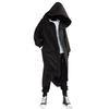 WUAI-Men Baggy Romper Zip Up One Piece Jumpsuit Pajamas Casual Loose Hooded Onesies Tracksuit Zip Up Overalls Playsuit(Black,XX-Large) view 2