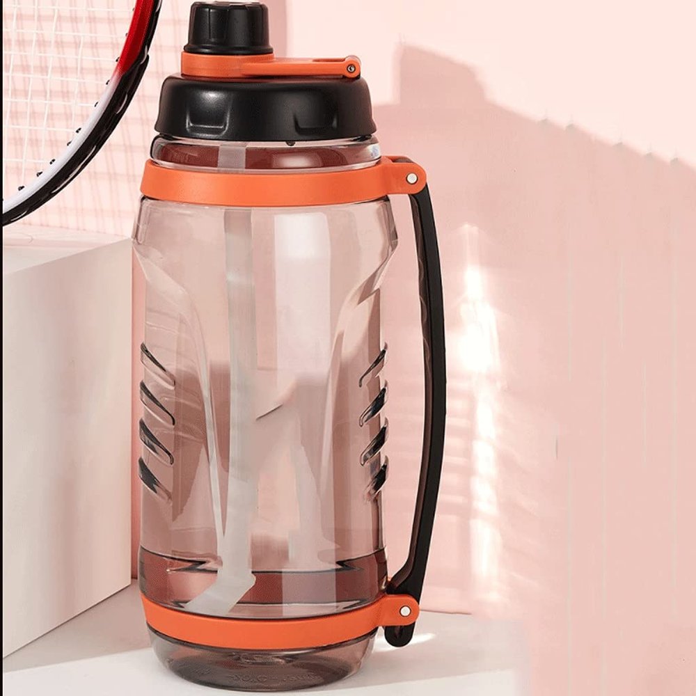 Water Bottle Water Bottle with Straw Large 84.5/104.8 Ounces Water Jug Leakproof Food Contact Grade PC+PP+PE+TPR Silicone Water Bottle Water Jug (Color : Orange, Size : 2500ml)