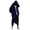 WUAI-Men Baggy Romper Zip Up One Piece Jumpsuit Pajamas Casual Loose Hooded Onesies Tracksuit Zip Up Overalls Playsuit(Navy,X-Large) view 2