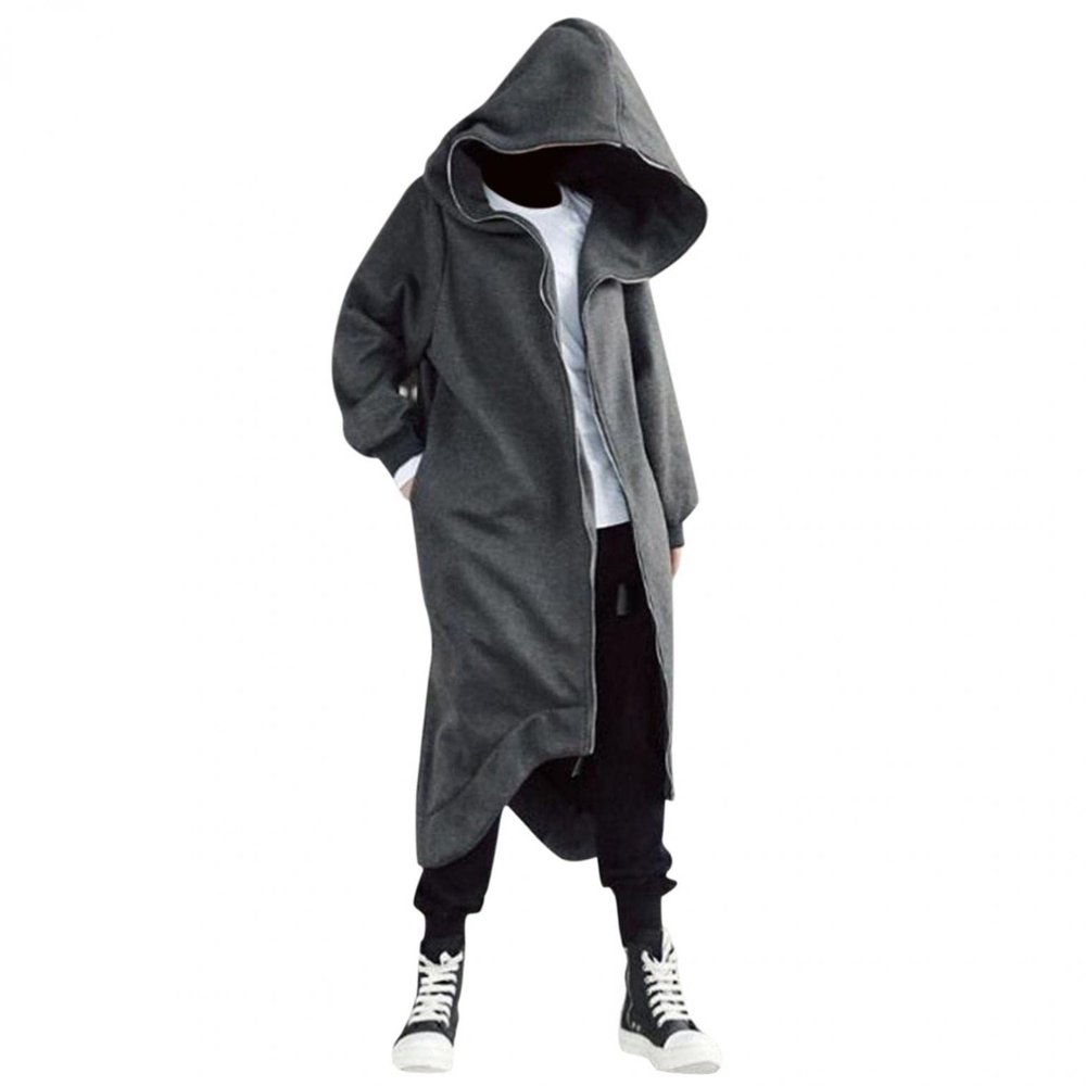 WUAI-Men Baggy Romper Zip Up One Piece Jumpsuit Pajamas Casual Loose Hooded Onesies Tracksuit Zip Up Overalls Playsuit(Grey,Large)