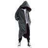 WUAI-Men Baggy Romper Zip Up One Piece Jumpsuit Pajamas Casual Loose Hooded Onesies Tracksuit Zip Up Overalls Playsuit(Grey,Large) view 1