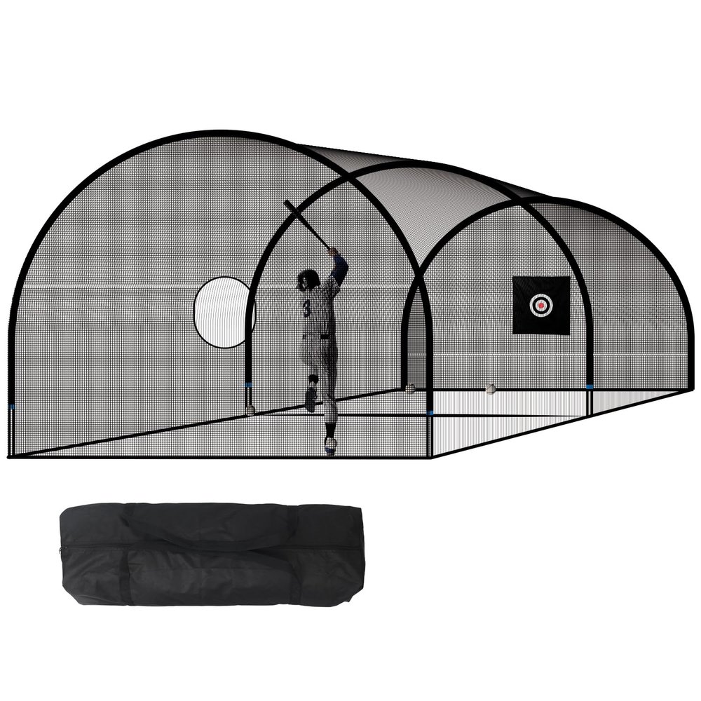 Holymuss Pro 20FT Baseball Batting Cage Net and Frame, Baseball & Softball Hitting Cage Netting for Pitching Training in The Backyard - with Pitching Backstop and Carry Bag
