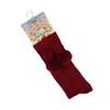Baby Girls Socks Cotton Rich Spanish Pom Pom Ribbon Hearts Wedding Stocking High Knee Long Socks with Bobble Ribbon Top Party Pom Pom Ribbon Textured Ribbed Sock Burgundy Pom Pom S355, 0-6 Months view 2