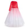 Flower Girl Velvet Dress for Kids Wedding Bridesmaid Pageant Communion Party Fall Prom Formal Evening Dance Ball Gown Princess Puffy Tulle Baptism Christening Dresses Red-Gradient 3-4T view 2