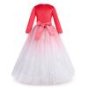 Flower Girl Velvet Dress for Kids Wedding Bridesmaid Pageant Communion Party Fall Prom Formal Evening Dance Ball Gown Princess Puffy Tulle Baptism Christening Dresses Red-Gradient 3-4T view 3