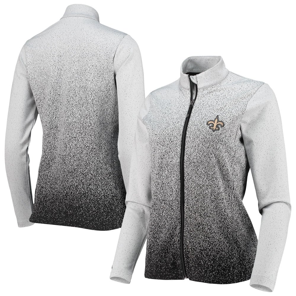 Antigua Women's White/Black New Orleans Saints Guide Full-Zip Jacket