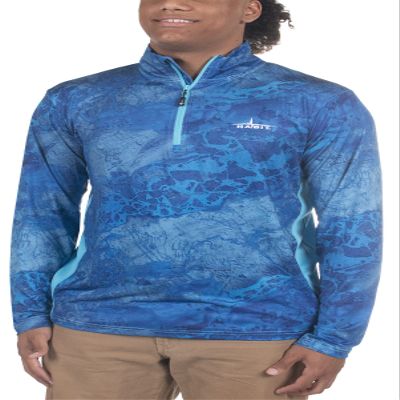 HABIT Men's Black Fork Mountain Trail 1/4 Zip Performance Layer, RT Wav3 Standard Blue/Aquarius, XX-Large