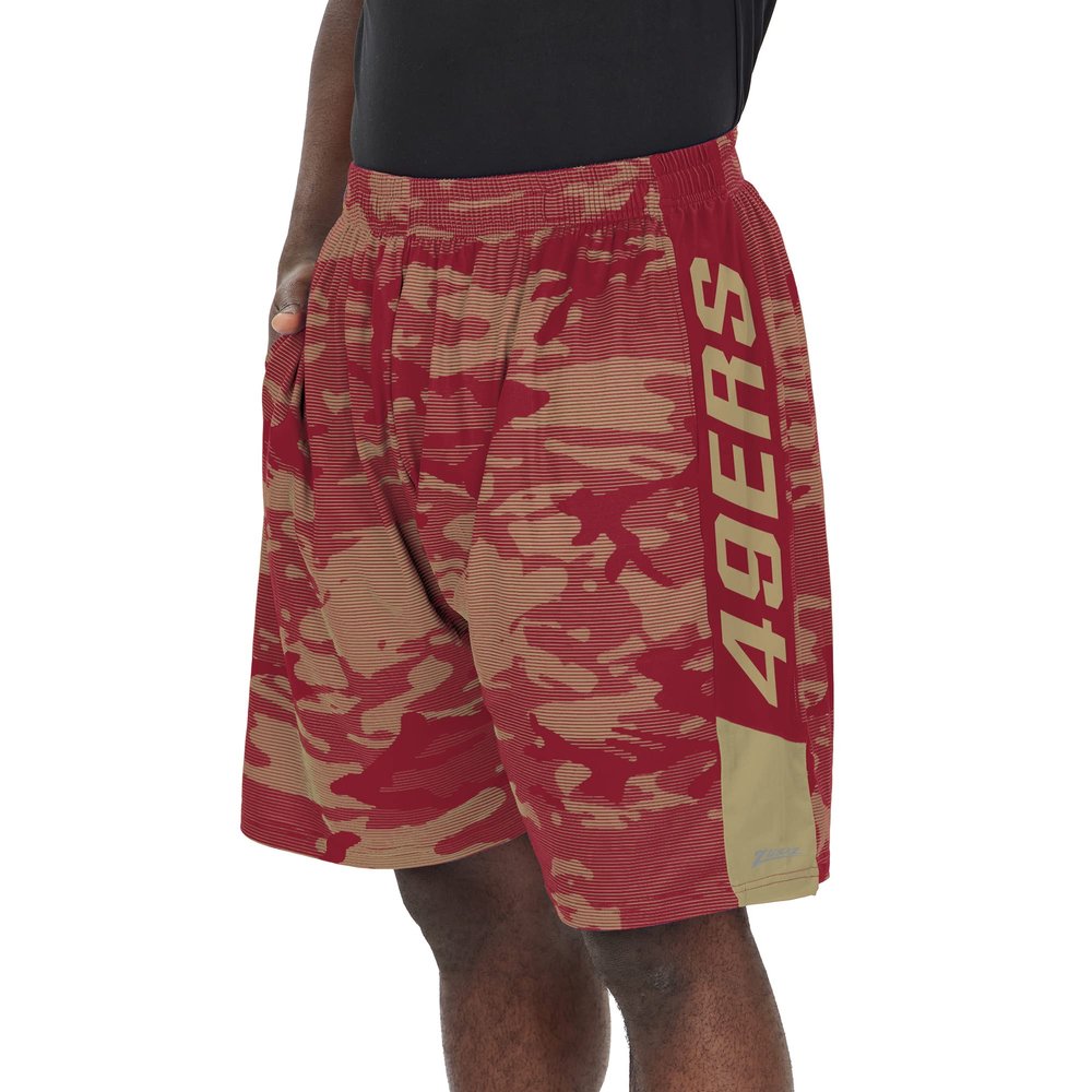 Zubaz NFL Men's Adult Athletic Shorts Camo Lines, San Francisco 49ers, Medium
