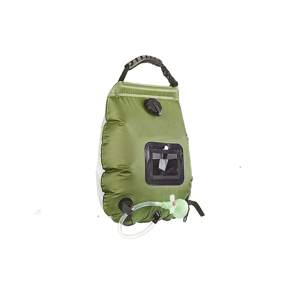 1x Solar Shower Bag 5Gallons/20L, Foldable Camping Shower Portable Solar Heating Bag with Removable Hose Pull-Off Switchable Shower Head for Camping Beach Swimming Outdoor Traveling Hiking, Green