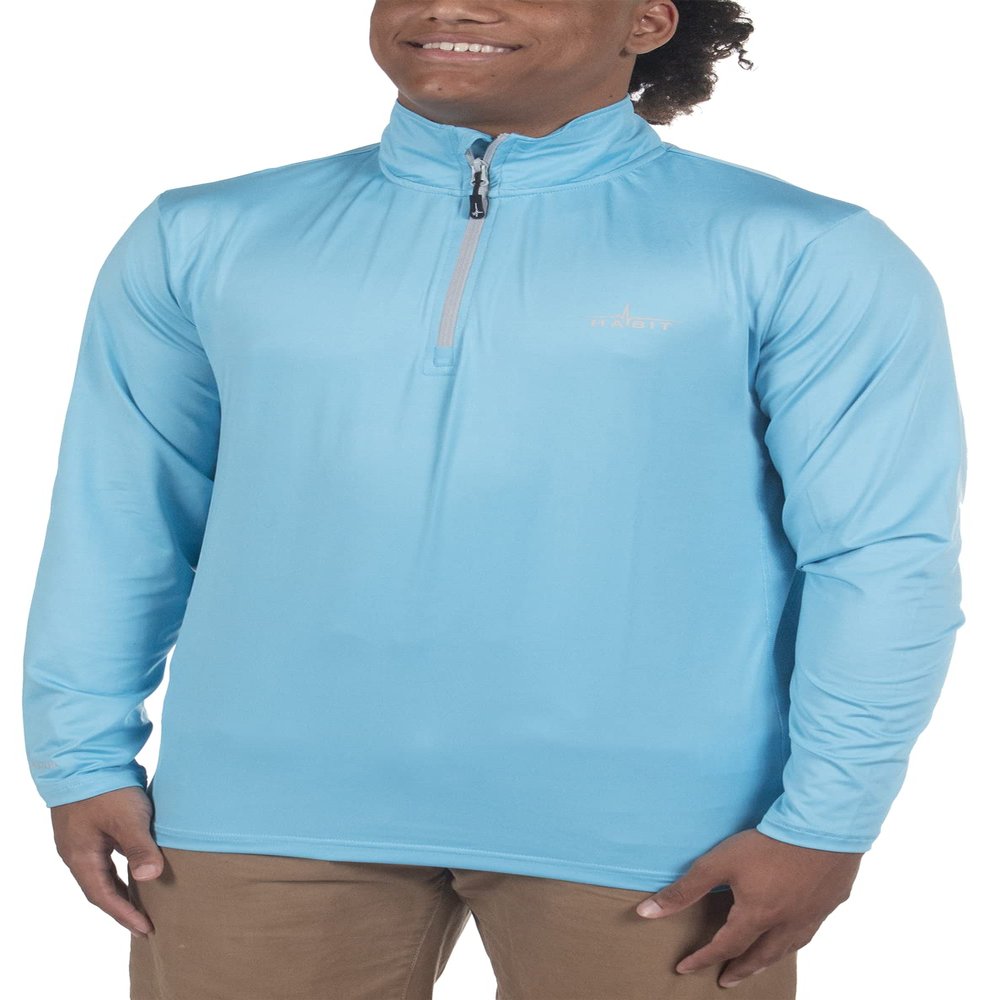 HABIT Men's Black Fork Mountain Trail 1/4 Zip Performance Layer, Norse Blue, Small