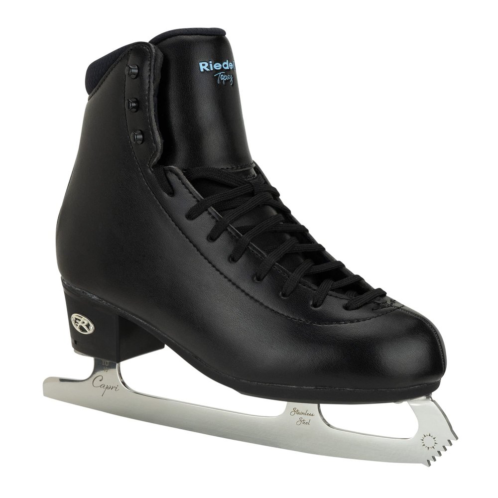 Riedell Topaz Adult Ice Skates for Women and Men - Supportive, Comfortable, Moisture-Wicking Adult Ice Skates with Stainless Steel Eclipse Capri Blade - Black - 4