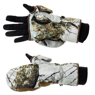 DOING SOMETHING GREAT Flip Top Mittens for Women with Glove Liner, Waterproof with 80g Thinsulate and Grippy Silicone Palms (Edge Snow, Large)