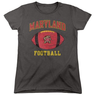 University of Maryland Official Football Ball Women's T Shirt,Charcoal, X-Large