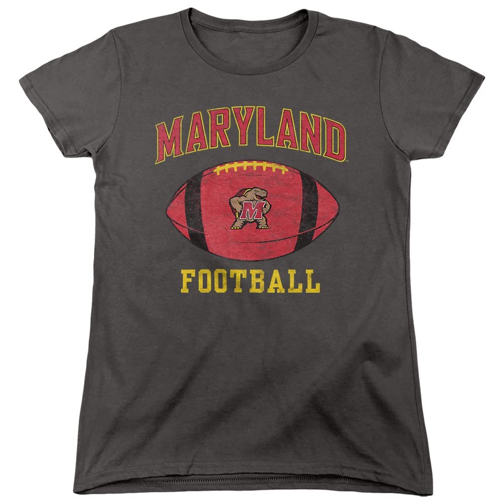 University of Maryland Official Football Ball Women's T Shirt,Charcoal, X-Large