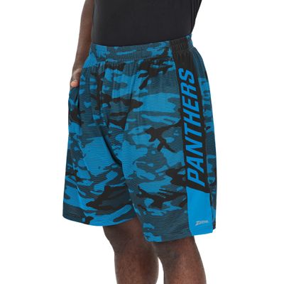 Zubaz NFL Men's Adult Athletic Shorts Camo Lines, Carolina Panthers, Medium