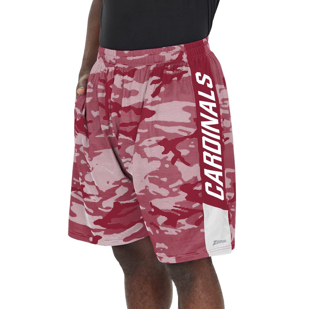 Zubaz NFL Men's Adult Athletic Shorts Camo Lines, Arizona Cardinals, Medium
