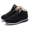 oiangi Womens Lace Up Snow Boots - Fashion Round Toe Plush Warm Flat Couples Cotton Shoes Comfortable Lightweight Casual High Top Non-slip Booties view 2