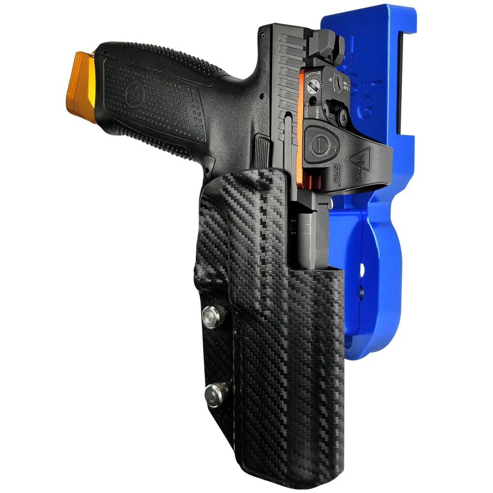 Black Scorpion Gear Pro Heavy Duty Competition Holster fits CZ P-10 F (Blue/Carbon Fiber, Right-Hand Draw)