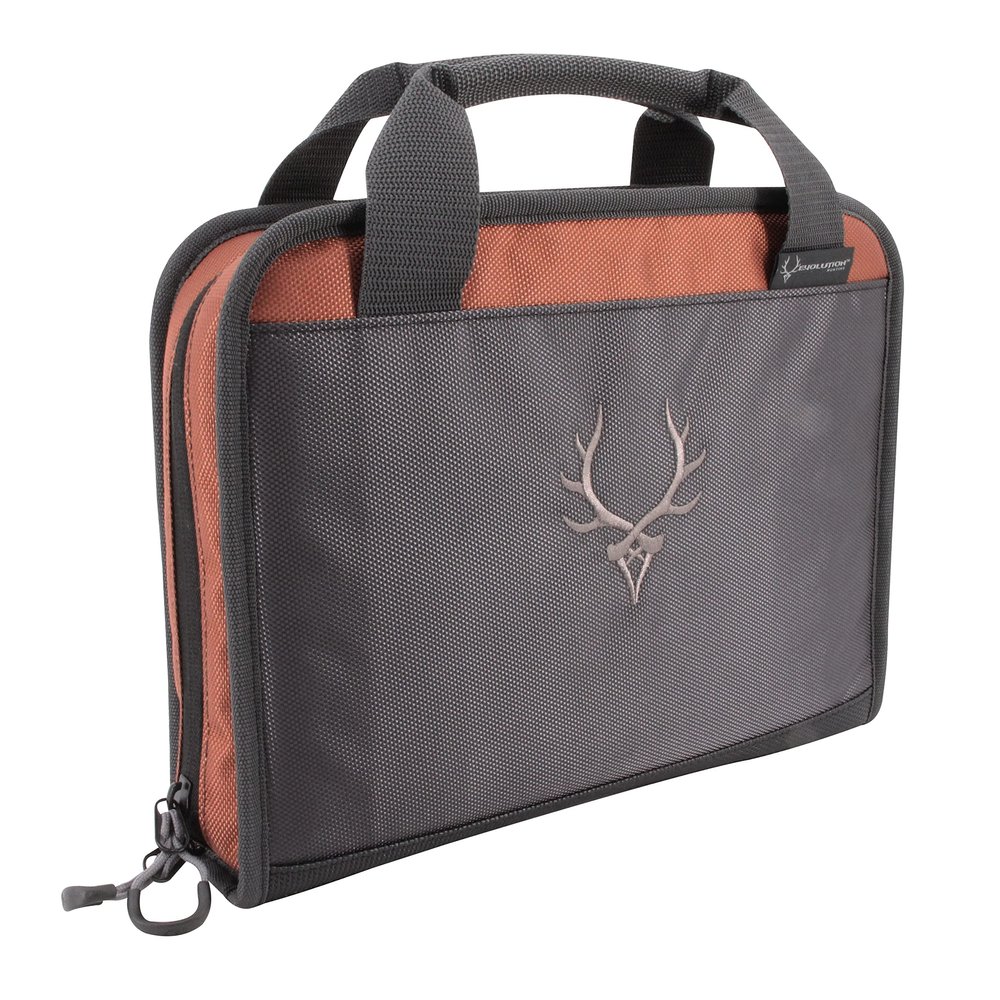 Evolution Outdoor Marksman Series Double Pistol Case 13 in., 1680D, Grey, Gun Case with Fleece Lining, Hunting Gun Bag