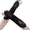 PURFUN Girls Princess Satin Lace Long Fingerless Gloves - Birthday, Holy Communion, Halloween, Prom, Wedding, Flower Girl Mitts view 3
