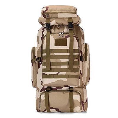 80L Waterproof Molle Camo Tactical Backpack Military Army Hiking Camping Backpack Travel Rucksack Outdoor Sports Climbing Bag (SS)