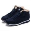 oiangi Womens Lace Up Snow Boots - Fashion Round Toe Plush Warm Flat Couples Cotton Shoes Comfortable Lightweight Casual High Top Non-slip Booties view 2