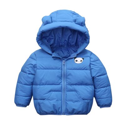 Ruyang Kids Hoodie Down jacket Toddler Baby Boy Girl Winter Cartoon Windproof Coat Hooded Warm Outerwear Jacket (Blue, 3-4 Years)