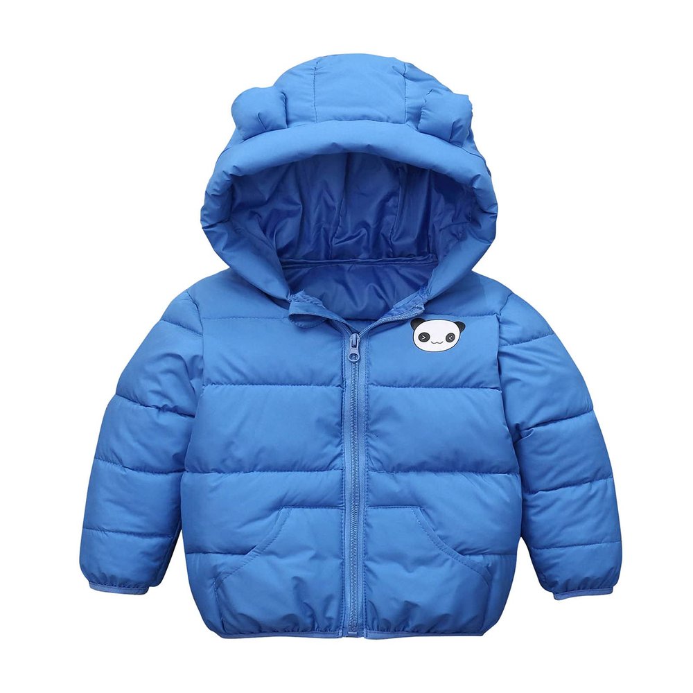 Ruyang Kids Hoodie Down jacket Toddler Baby Boy Girl Winter Cartoon Windproof Coat Hooded Warm Outerwear Jacket (Blue, 3-4 Years)