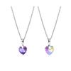 2pcs Colorful Crystal Butterfly Star Shell Heart Shape Pendant Necklace Stainless Purple & Yellow Shining Rhinestone Jewelry for Women Gifts-Heart view 1