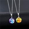 2pcs Colorful Crystal Butterfly Star Shell Heart Shape Pendant Necklace Stainless Purple & Yellow Shining Rhinestone Jewelry for Women Gifts-Heart view 2