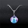 2pcs Colorful Crystal Butterfly Star Shell Heart Shape Pendant Necklace Stainless Purple & Yellow Shining Rhinestone Jewelry for Women Gifts-Heart view 4