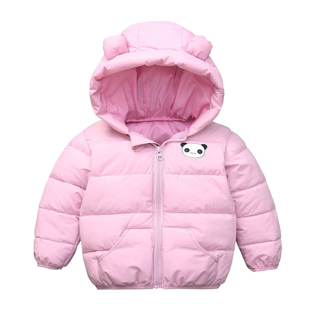 Ruyang Kids Hoodie Down jacket Toddler Baby Boy Girl Winter Cartoon Windproof Coat Hooded Warm Outerwear Jacket (Pink, 3-4 Years)
