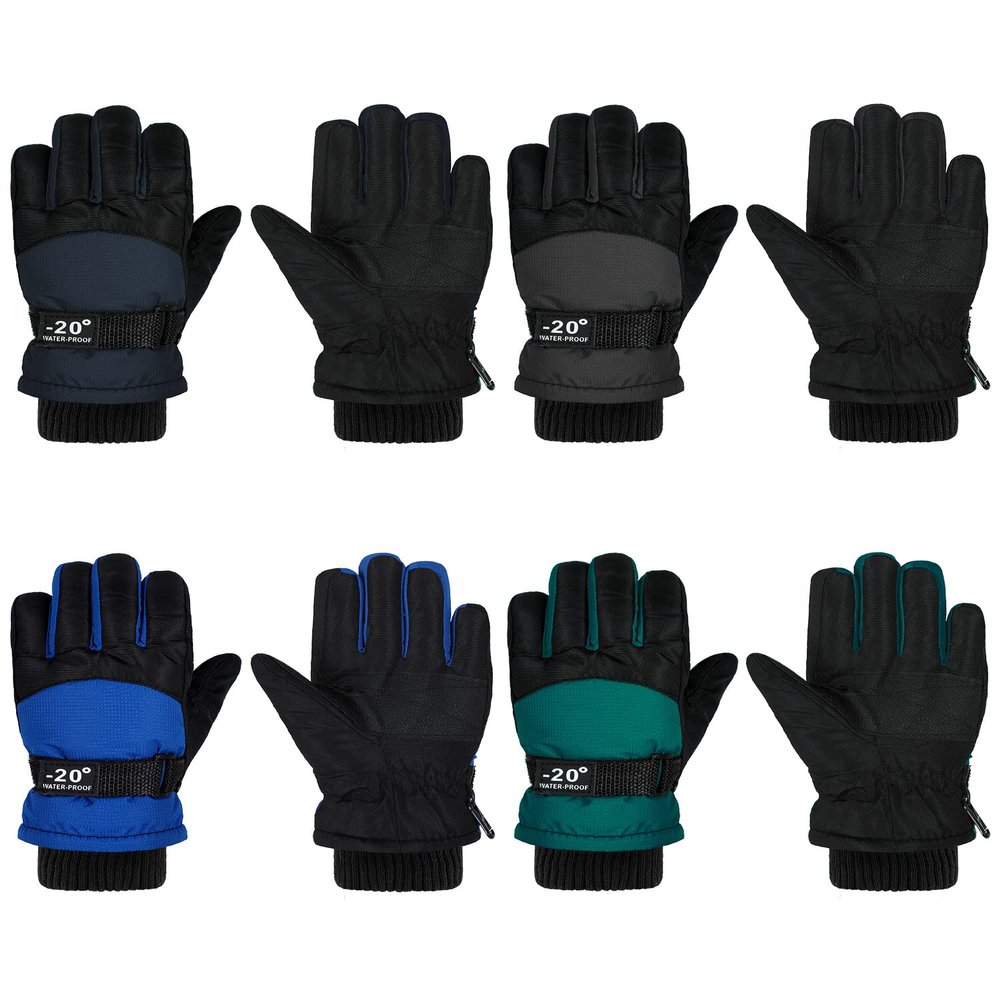 Hicarer 4 Pairs Winter Gloves for Kids Waterproof Snow Ski Gloves Girls Boys Warm Unisex Youth Clothes for Cold Weather(Red, Blue, White, Yellow,1-4 Years Old)