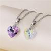2pcs Colorful Crystal Butterfly Star Shell Heart Shape Pendant Necklace Stainless Purple & Yellow Shining Rhinestone Jewelry for Women Gifts-Shell view 2