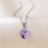 2pcs Colorful Crystal Butterfly Star Shell Heart Shape Pendant Necklace Stainless Purple & Yellow Shining Rhinestone Jewelry for Women Gifts-Shell view 3