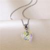 2pcs Colorful Crystal Butterfly Star Shell Heart Shape Pendant Necklace Stainless Purple & Yellow Shining Rhinestone Jewelry for Women Gifts-Shell view 4