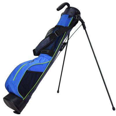 LAISUNTIM Golf Stand Bag Retractable, Portable Golf Bag with 2 Way Divider and Dual Straps, Waterproof Wear-Resistant Durable Fabric Golf Bag for Women and Men (Blue)