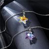 2pcs Colorful Crystal Butterfly Star Shell Heart Shape Pendant Necklace Stainless Purple & Yellow Shining Rhinestone Jewelry for Women Gifts-Star view 3