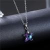 2pcs Colorful Crystal Butterfly Star Shell Heart Shape Pendant Necklace Stainless Purple & Yellow Shining Rhinestone Jewelry for Women Gifts-Star view 4